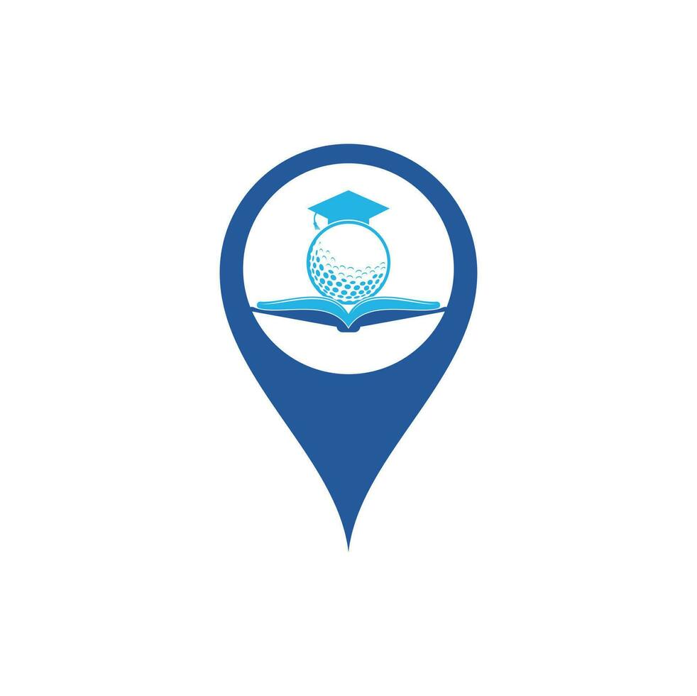 diploma uitreiking boek golf kaart pin vorm logo ontwerp vector. golf boek icoon logo ontwerp element vector