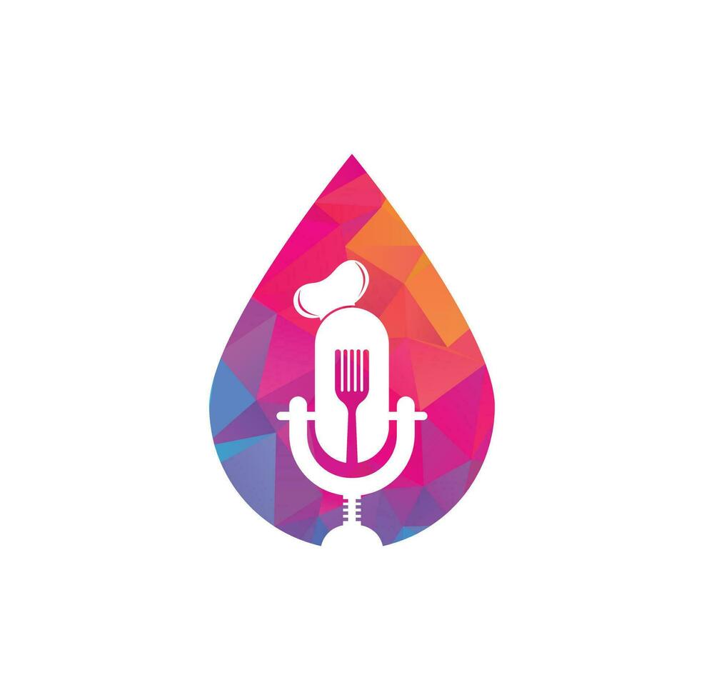 chef podcast laten vallen vorm concept logo ontwerp sjabloon. chef onderwijs logo ontwerp vector