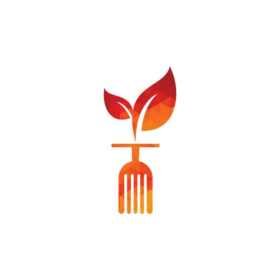 gezond voedsel logo sjabloon. biologisch voedsel logo met lepel en blad symbool. vector