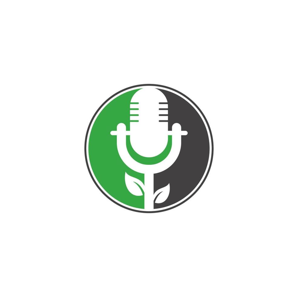 blad podcast logo ontwerp sjabloon. natuur podcast logo sjabloon vector. podcast natuur logo. vector