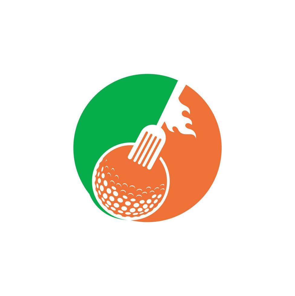 golf en vork logo ontwerp sjabloon. golf restaurant logo ontwerp vector creatief illustratie