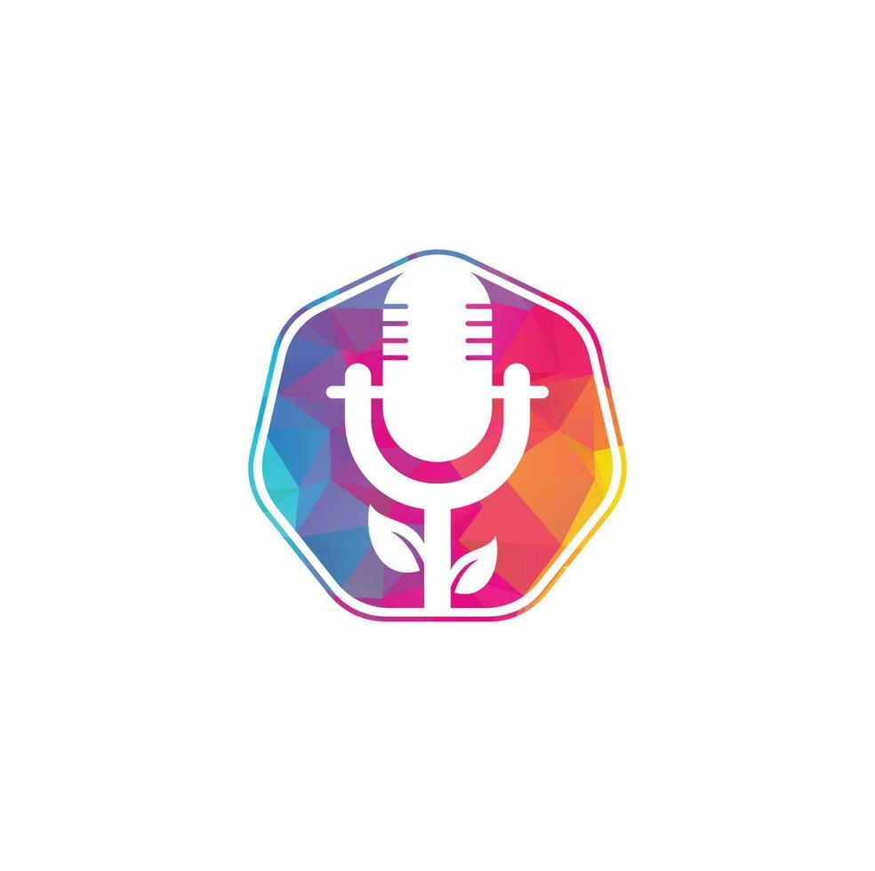 blad podcast logo ontwerp sjabloon. natuur podcast logo sjabloon vector. podcast natuur logo. vector