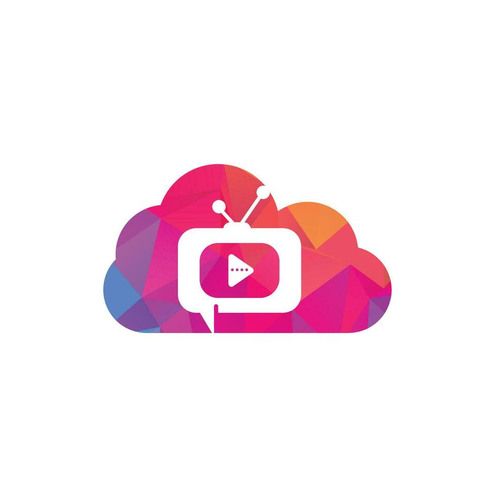 creatief babbelen TV wolk vorm concept logo ontwerp. praten tonen logo ontwerp. vector