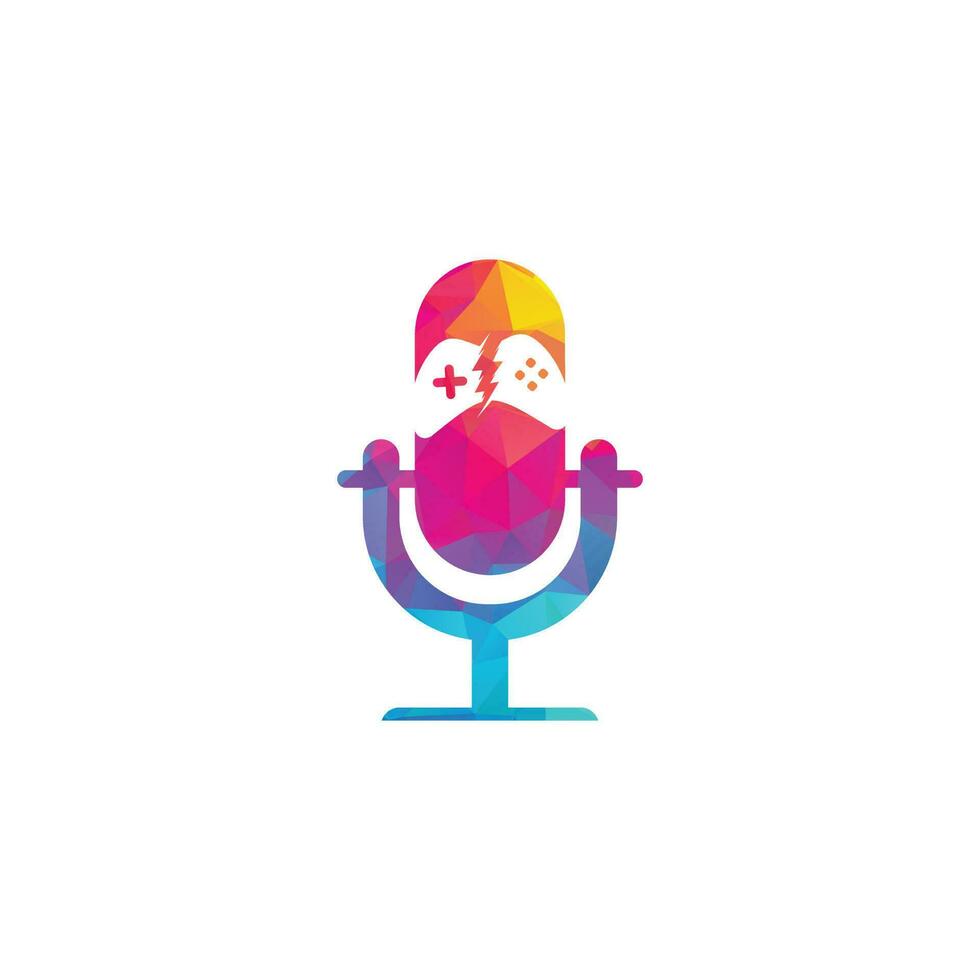 gamepad en podcast logo ontwerp sjabloon . spel en podcast logo icoon vector