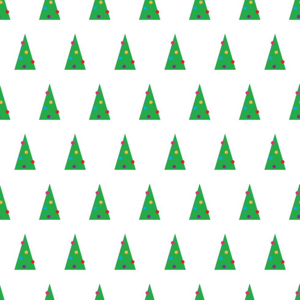 Kerstmis naadloos patroon met groen Kerstmis bomen met kleurrijk speelgoed, ballen en slingers. vector illustratie