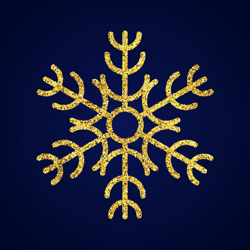 goud schitteren sneeuwvlok Aan donker blauw achtergrond. Kerstmis en nieuw jaar decoratie elementen. vector illustratie.