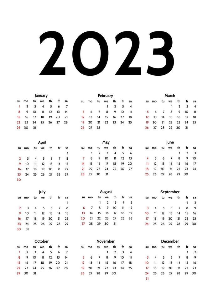 kalender voor 2023 geïsoleerd Aan een wit achtergrond vector