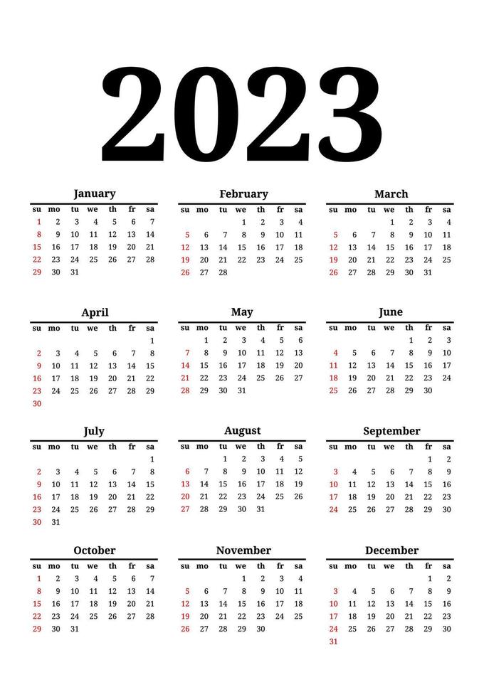 kalender voor 2023 geïsoleerd Aan een wit achtergrond vector