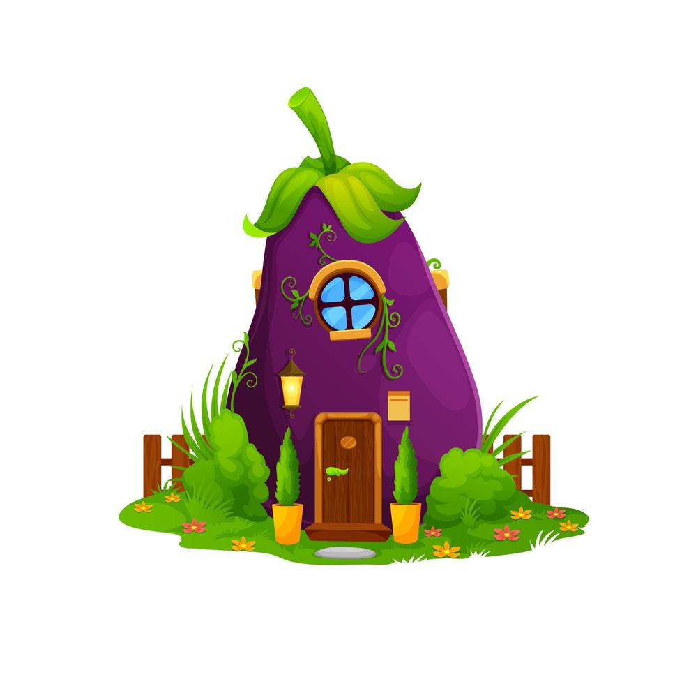 tekenfilm sprookje aubergine huis, vector woning