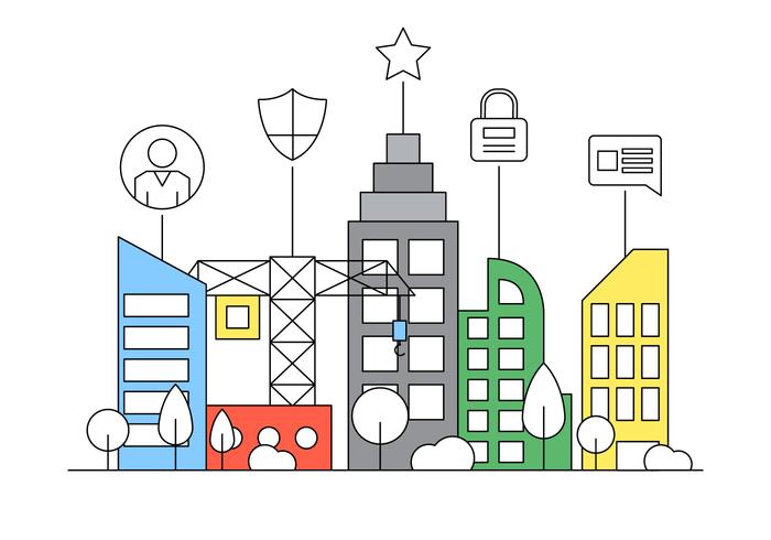 Gratis Smart City Flat Illustratie vector