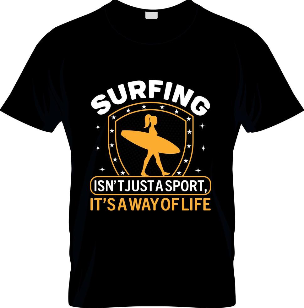 surfing t-shirt ontwerp, surfing t-shirt leuze en kleding ontwerp, surfing typografie, surfing vector, surfing illustratie vector