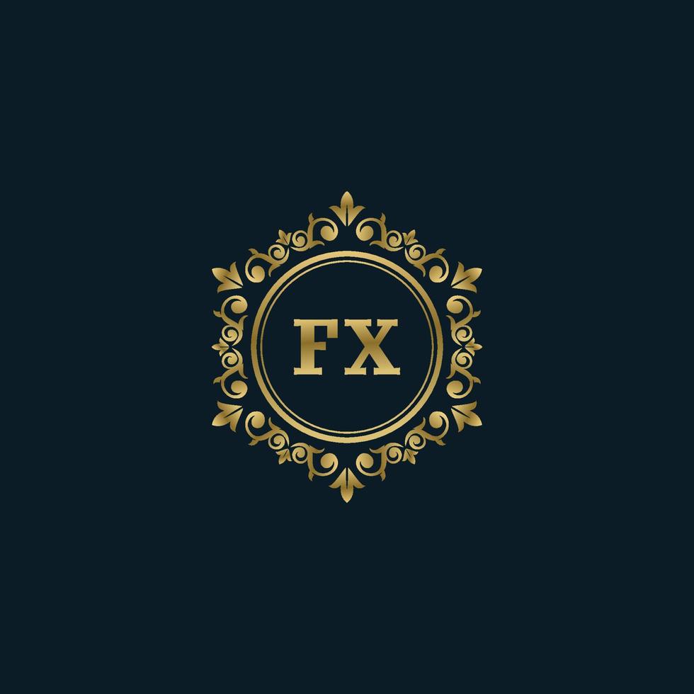 brief fx logo met luxe goud sjabloon. elegantie logo vector sjabloon.