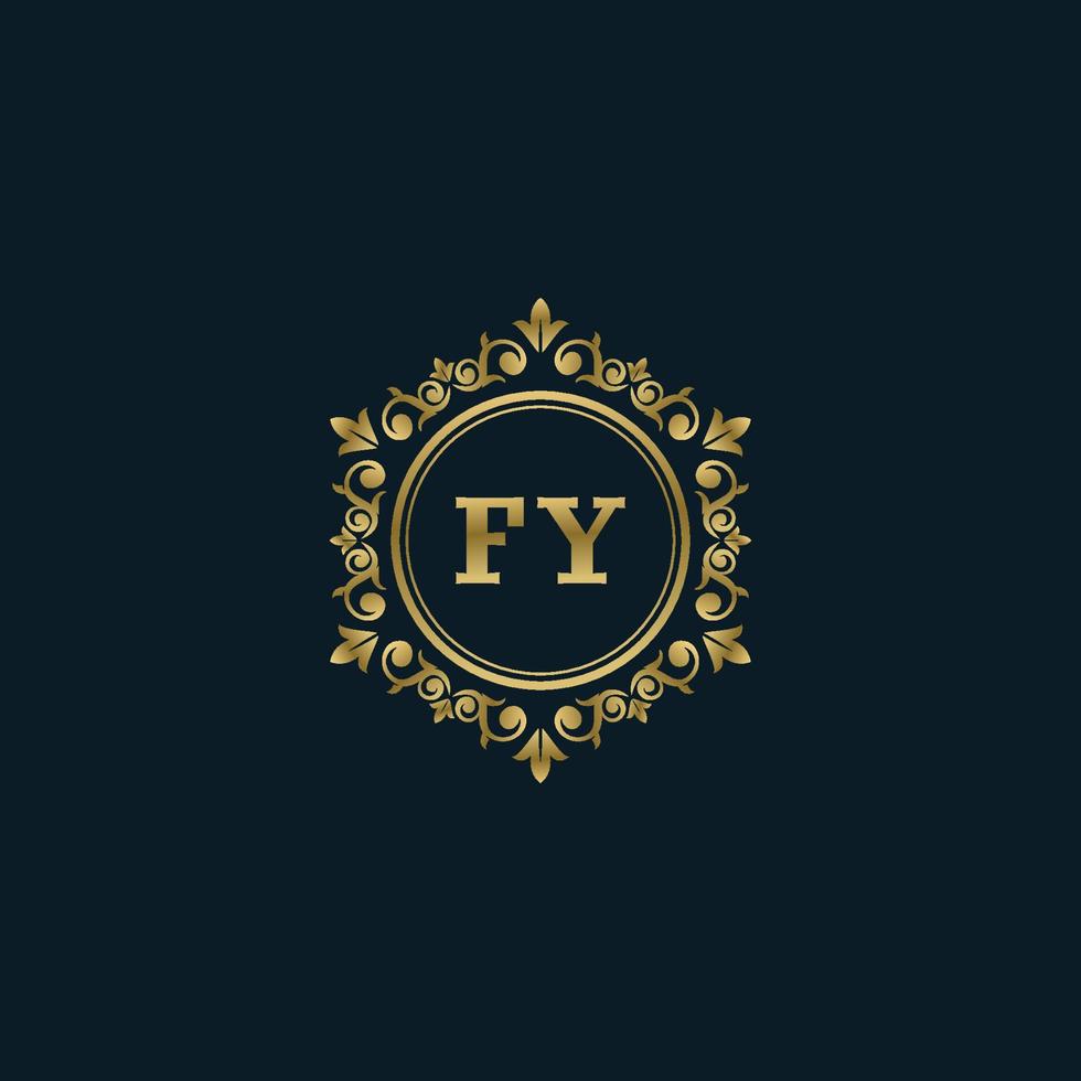 brief fy logo met luxe goud sjabloon. elegantie logo vector sjabloon.