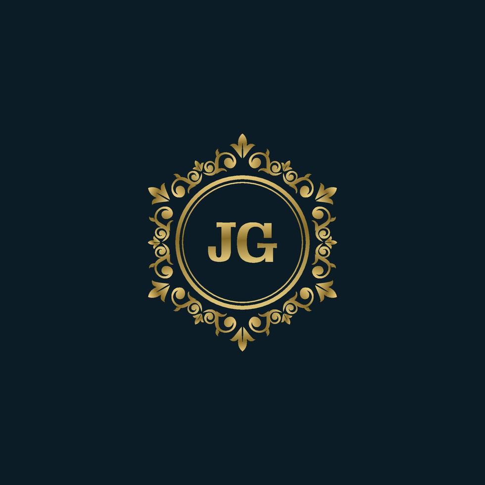 brief jg logo met luxe goud sjabloon. elegantie logo vector sjabloon.