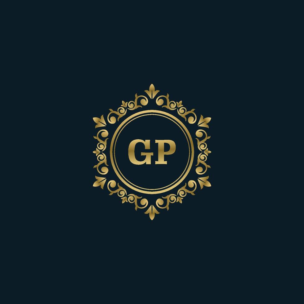 brief gp logo met luxe goud sjabloon. elegantie logo vector sjabloon.