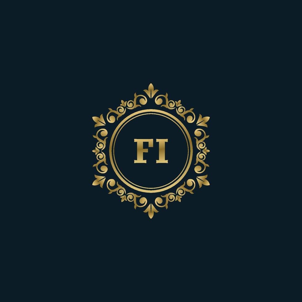 brief fi logo met luxe goud sjabloon. elegantie logo vector sjabloon.
