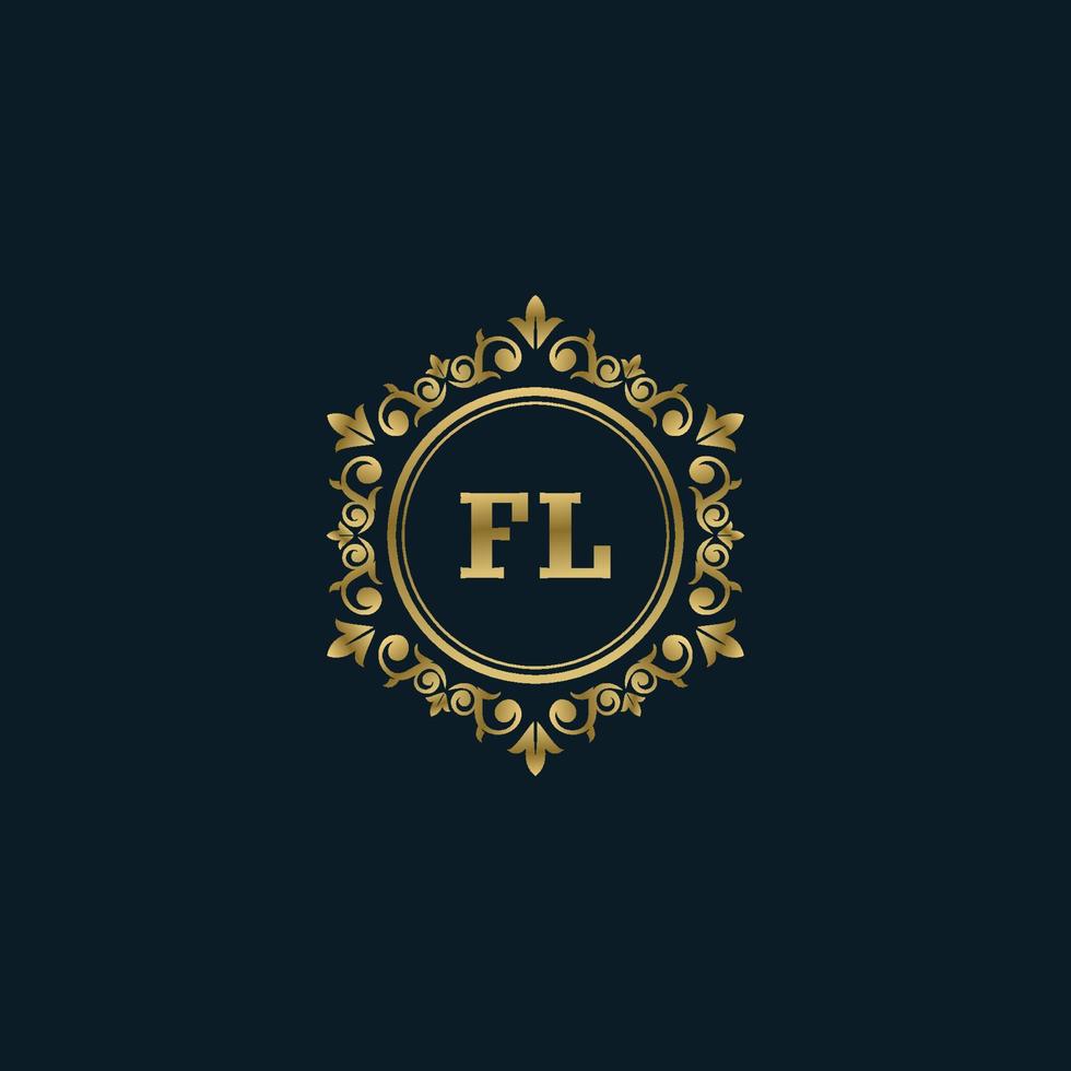 brief fl logo met luxe goud sjabloon. elegantie logo vector sjabloon.