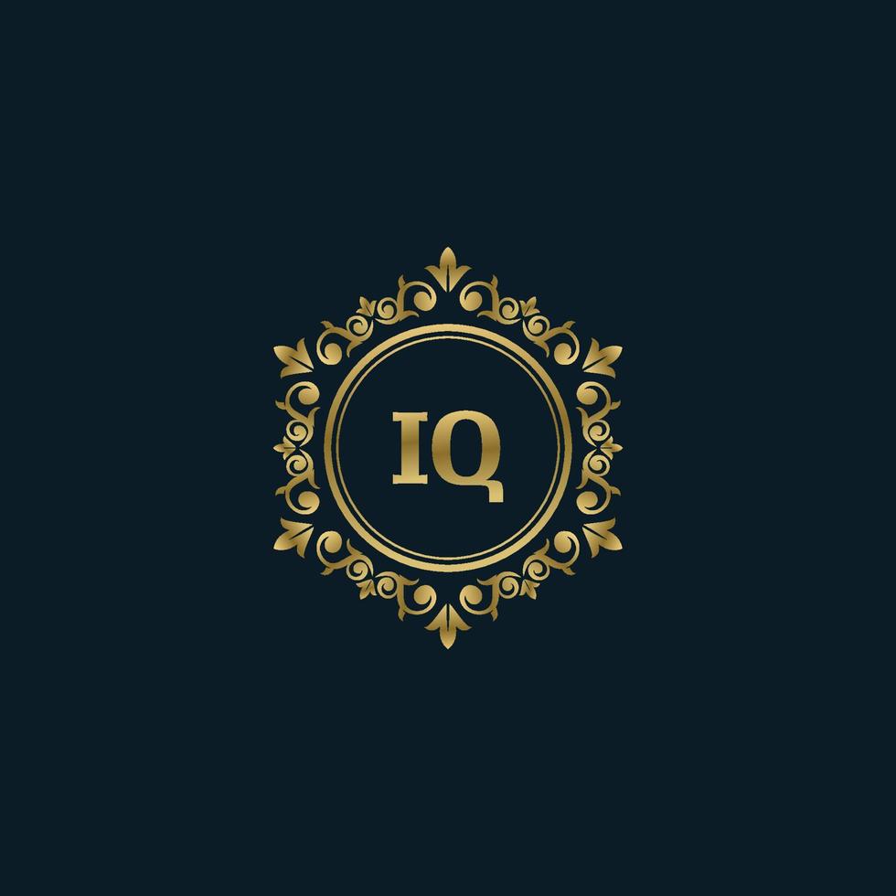 brief iq logo met luxe goud sjabloon. elegantie logo vector sjabloon.