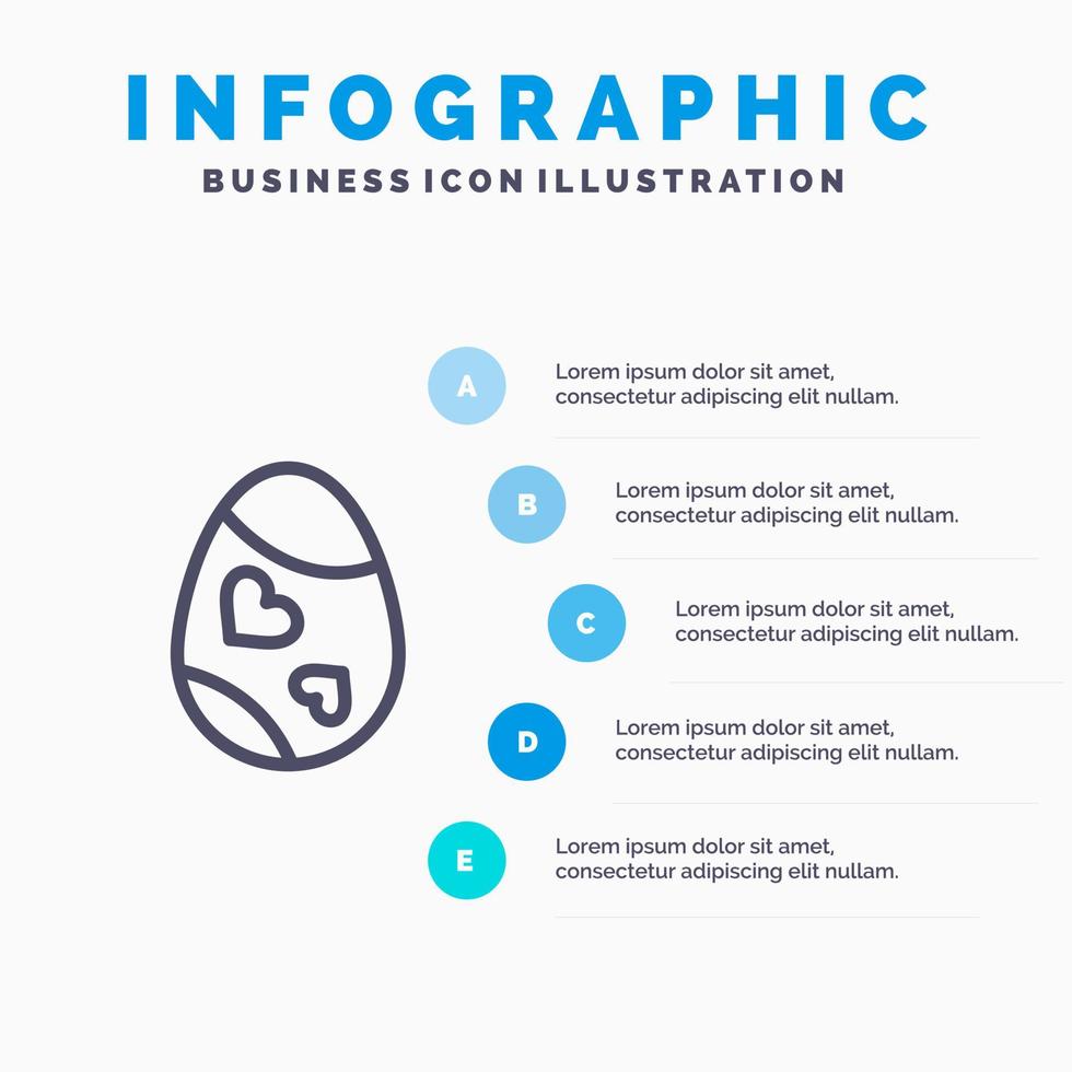 vogel decoratie Pasen ei hart lijn icoon met 5 stappen presentatie infographics achtergrond vector