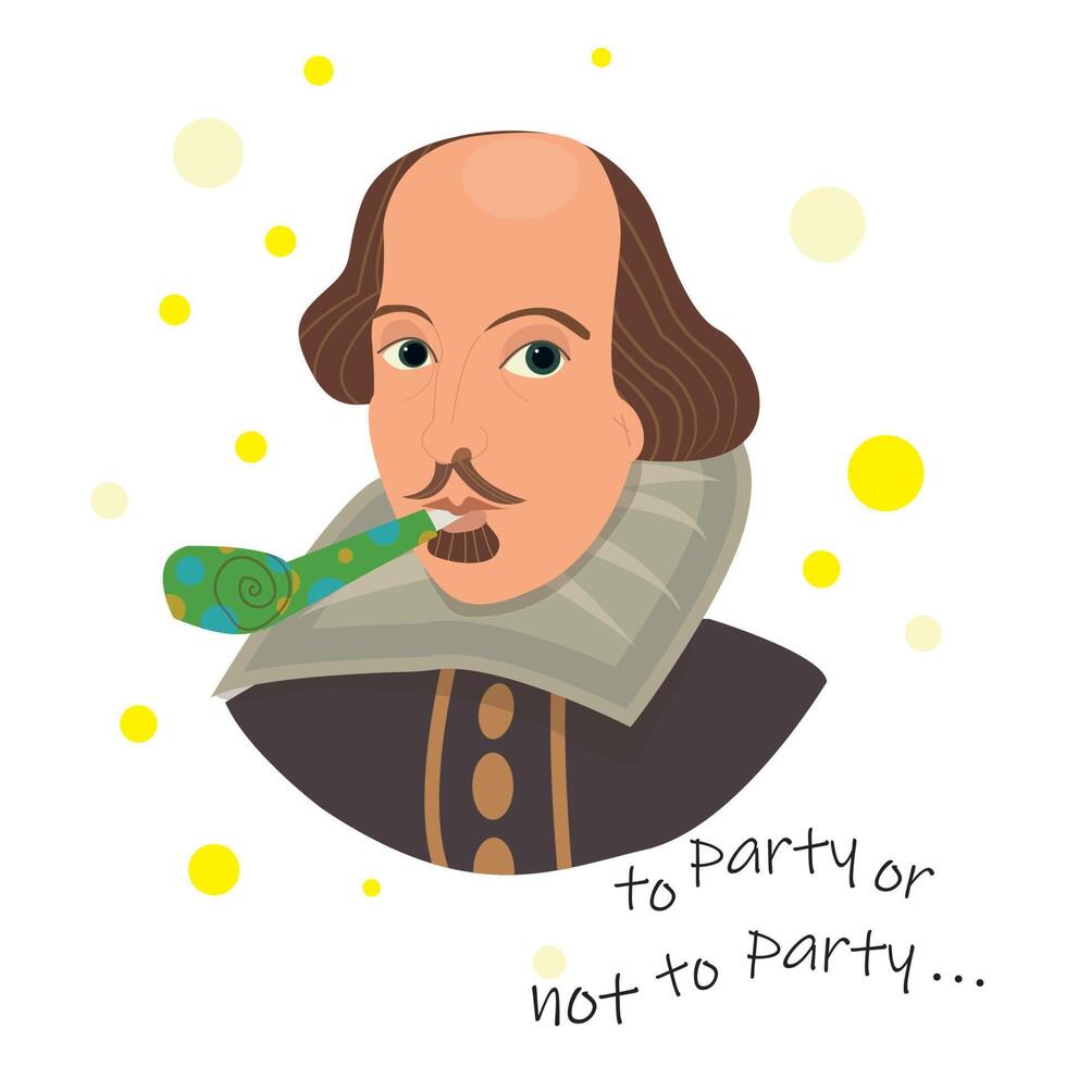 groet humoristisch ansichtkaart met Shakespeare vector