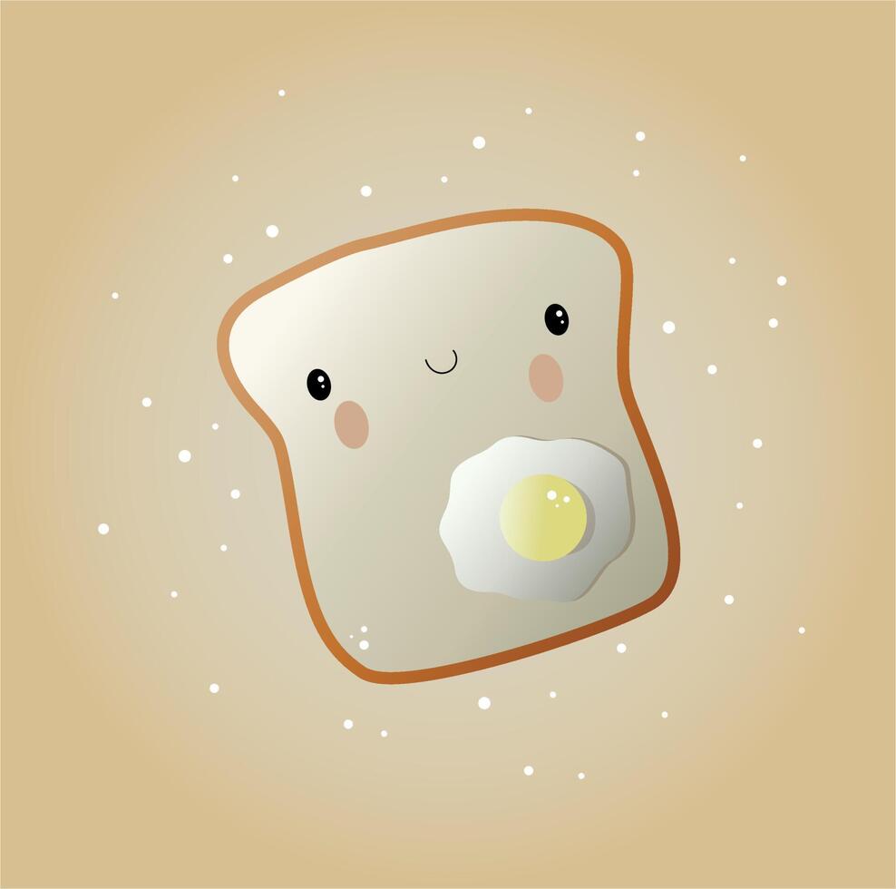 een stuk van brood met door elkaar gegooid eieren. schattig kinderen illustratie vector