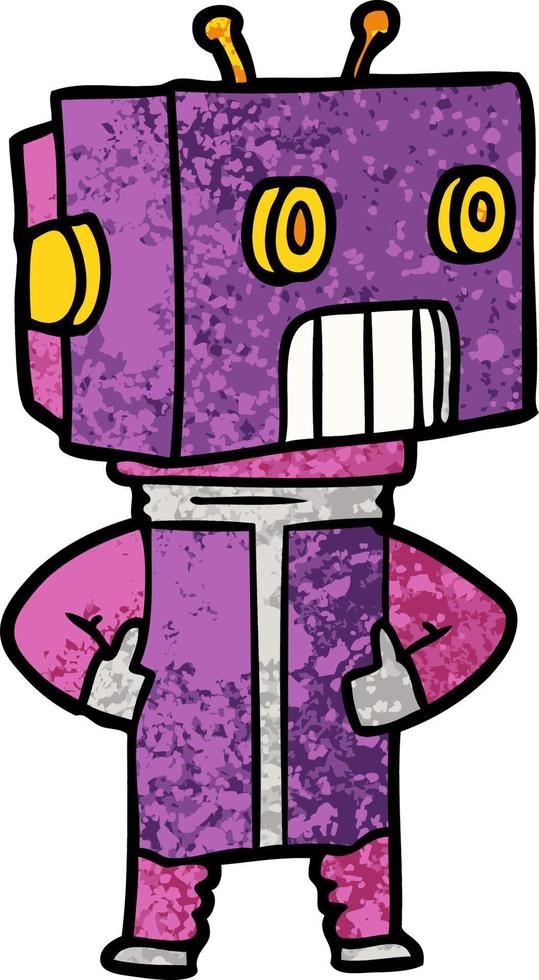 retro grunge textuur cartoon robot vector