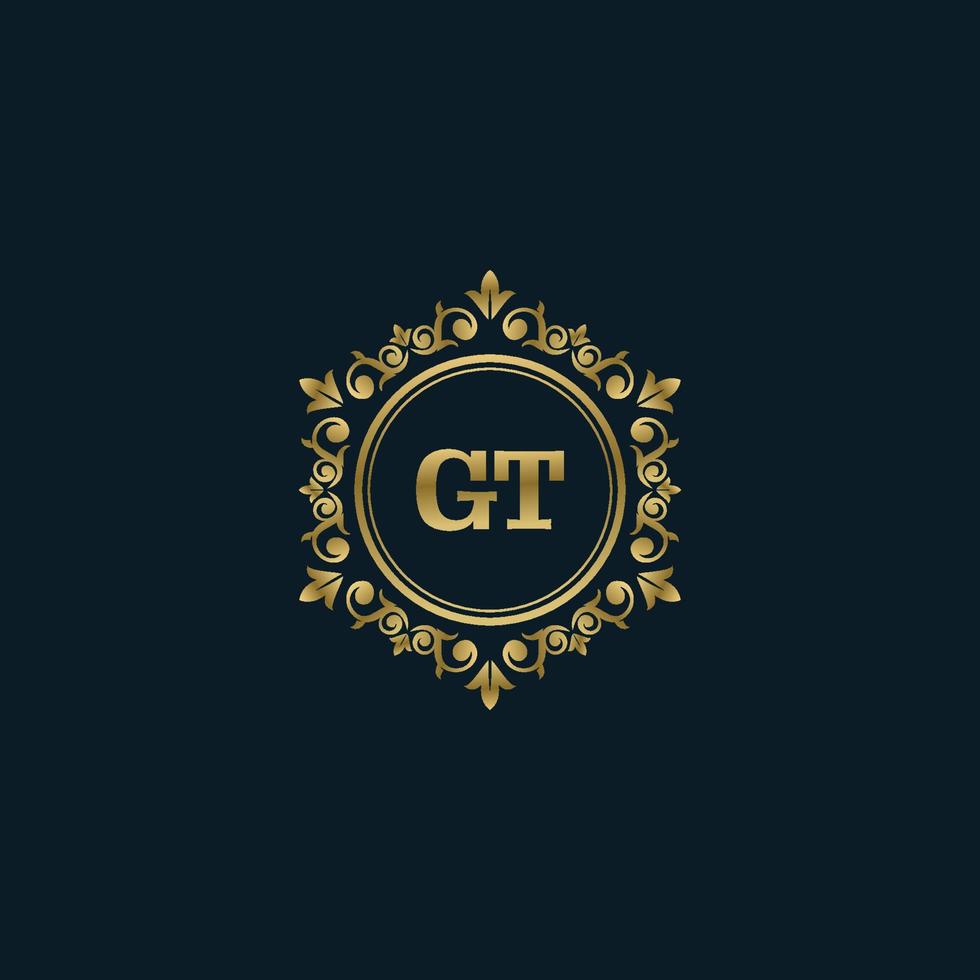 brief gt logo met luxe goud sjabloon. elegantie logo vector sjabloon.