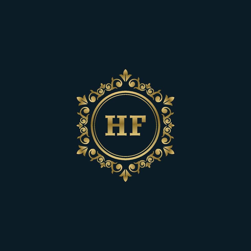 brief hf logo met luxe goud sjabloon. elegantie logo vector sjabloon.