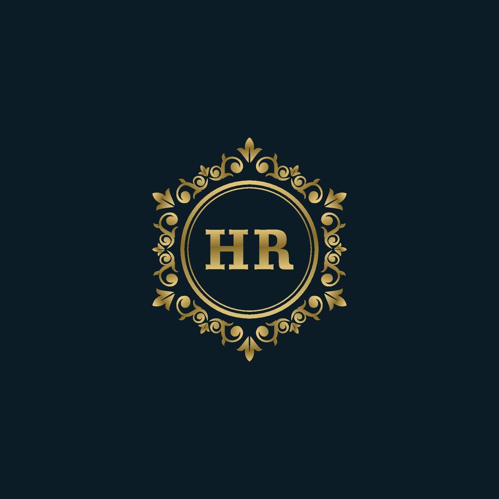 brief hr logo met luxe goud sjabloon. elegantie logo vector sjabloon.