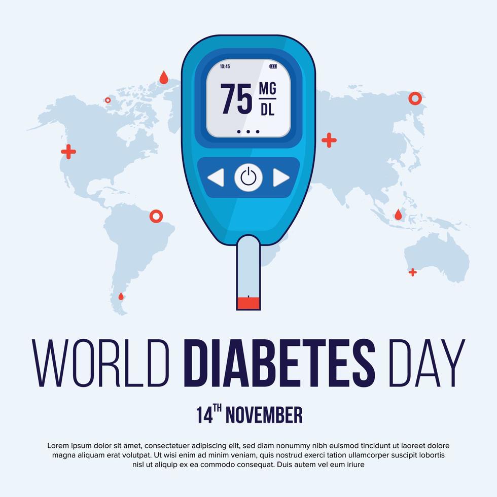 wereld diabetes dag sociaal media ontwerp post glucometer test vector