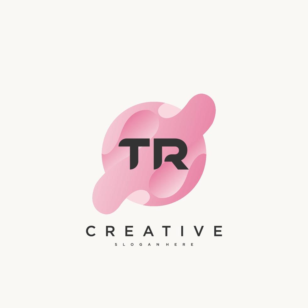 tr eerste brief kleurrijk logo icoon ontwerp sjabloon elementen vector