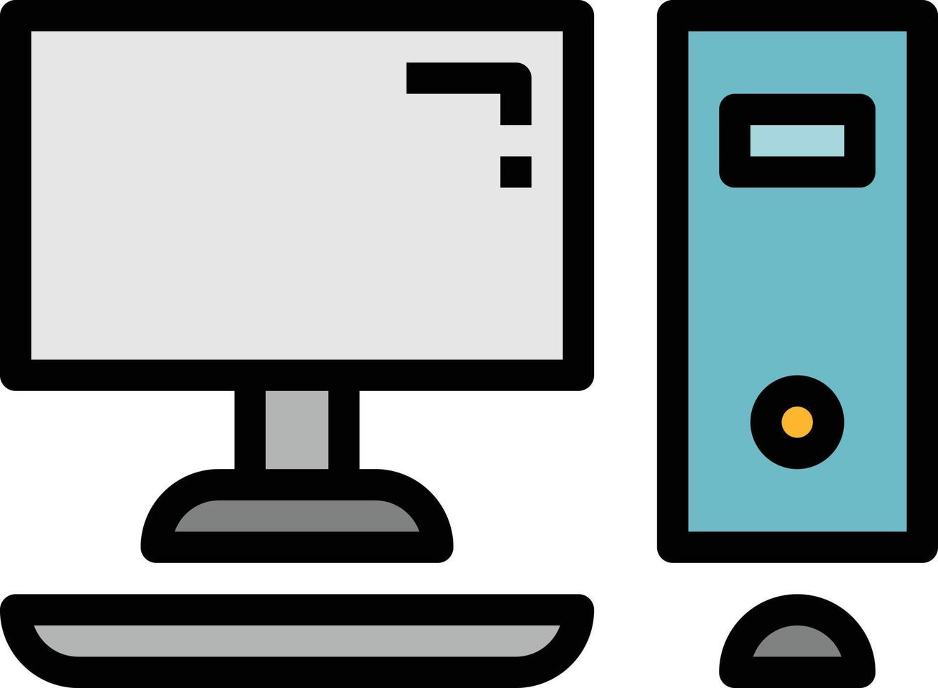 computer muis toetsenbord toezicht houden op communicatie - gevulde schets icoon vector