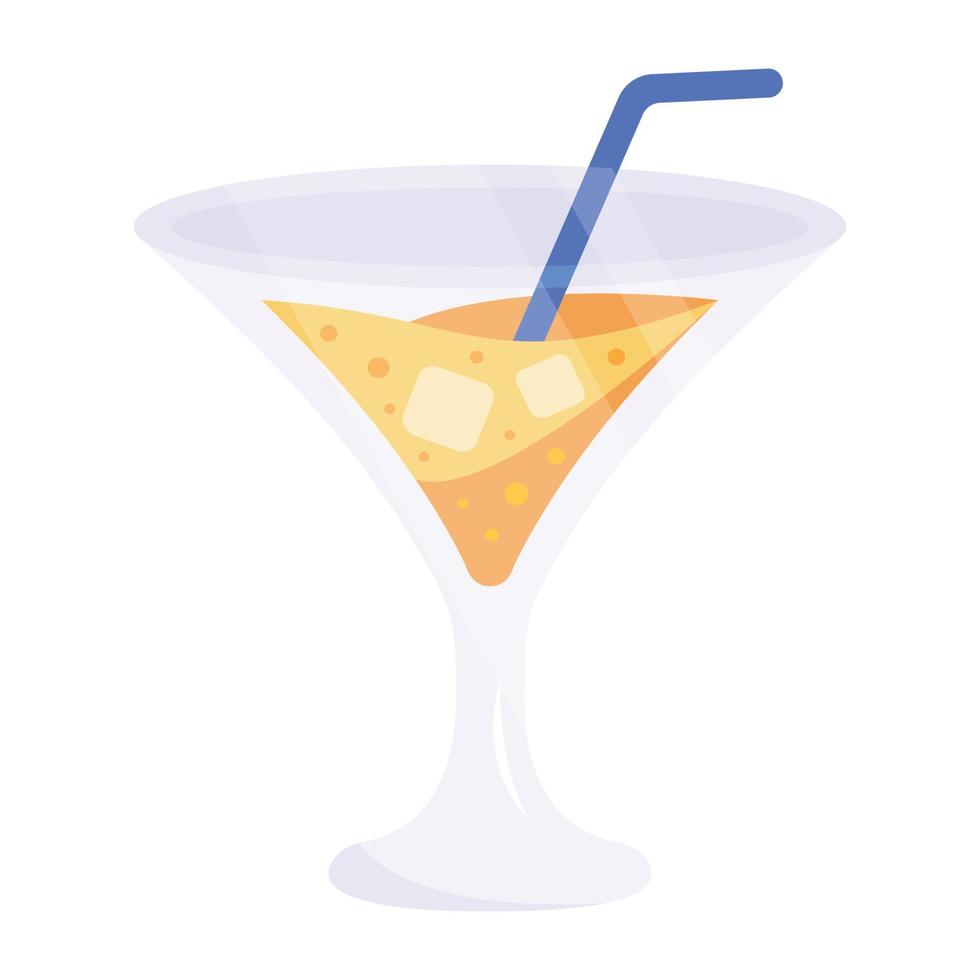 een glas gevulde met cocktail, vlak icoon vector