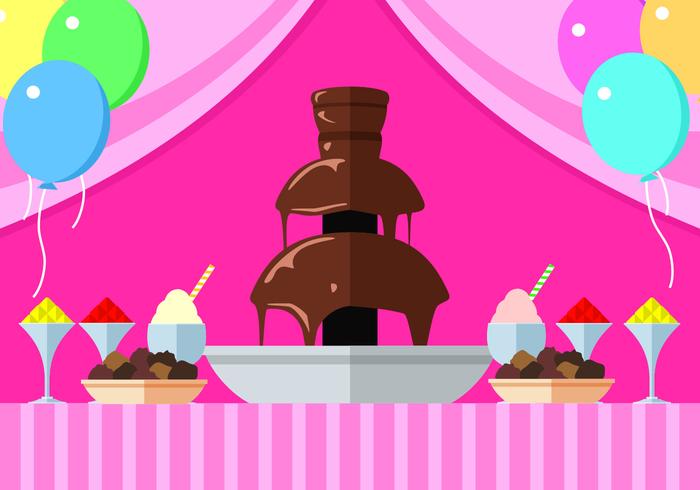 Chocolate Fountain Party Gratis Vector