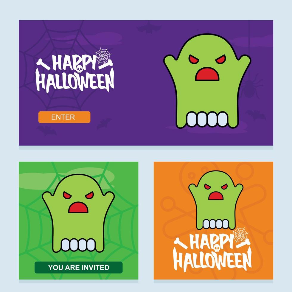 gelukkig halloween uitnodiging ontwerp met geest vector