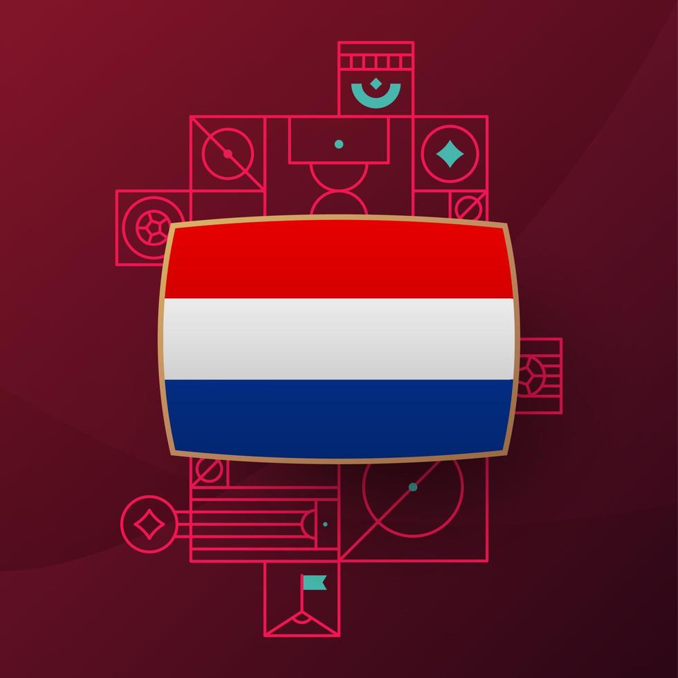 Nederland vlag voor 2022 Amerikaans voetbal kop toernooi. geïsoleerd nationaal team vlag met meetkundig elementen voor 2022 voetbal of Amerikaans voetbal vector illustratie