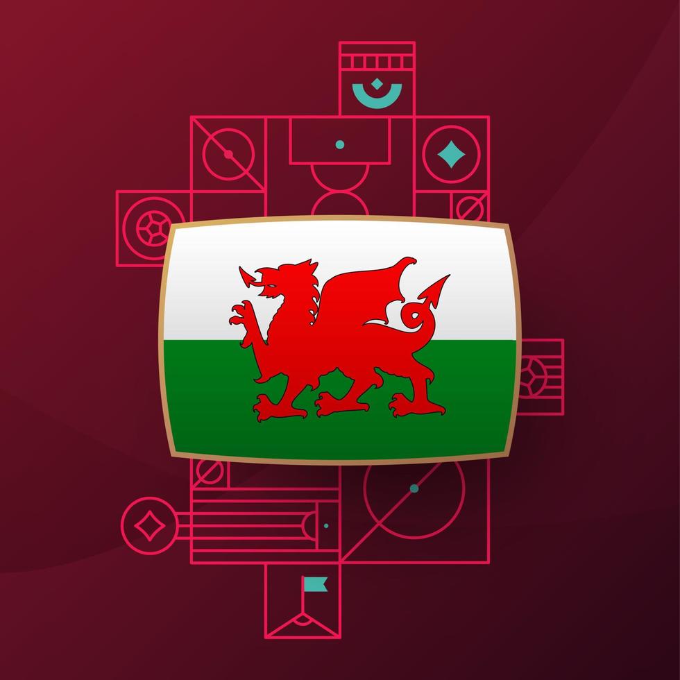 Wales vlag voor 2022 Amerikaans voetbal kop toernooi. geïsoleerd nationaal team vlag met meetkundig elementen voor 2022 voetbal of Amerikaans voetbal vector illustratie