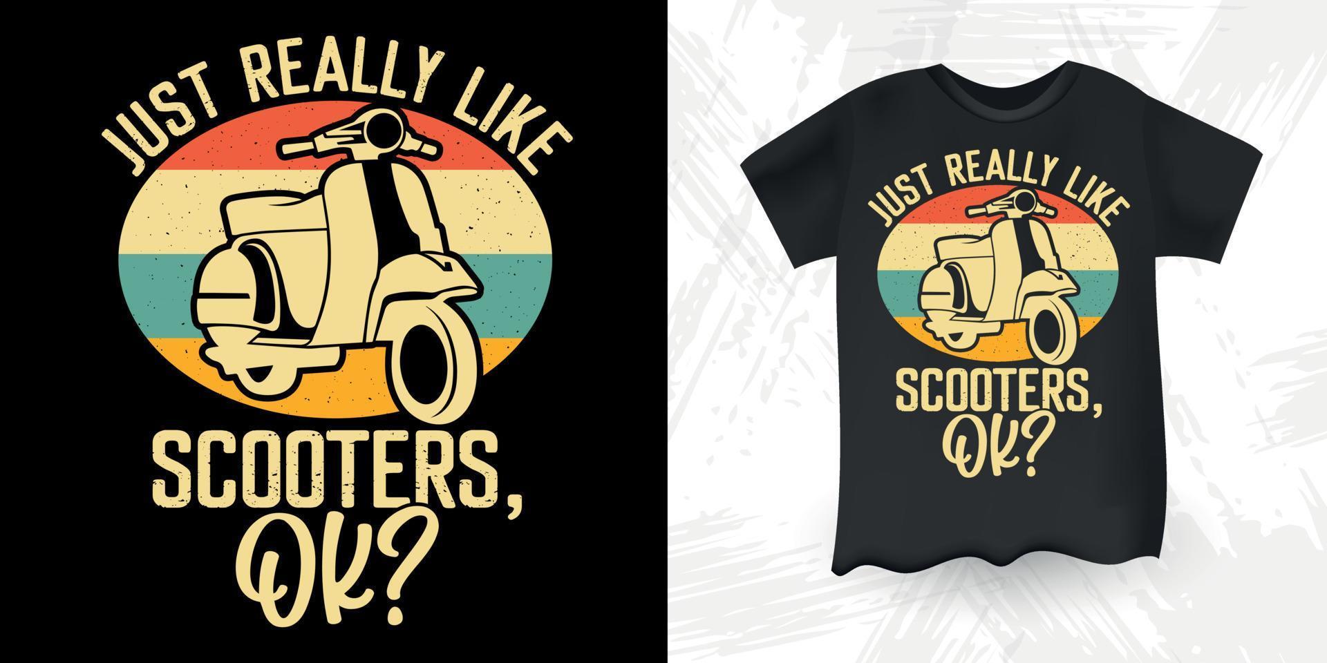 grappig scooter motor retro wijnoogst scooter t-shirt ontwerp vector