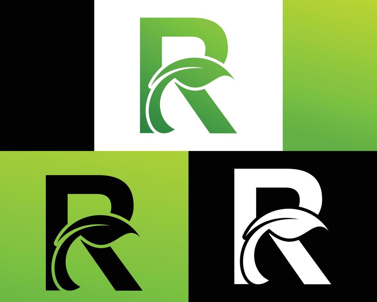 abstract brief r groen blad logo vector