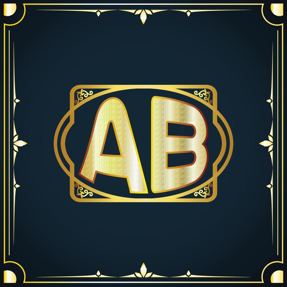 eerste brief ab Koninklijk luxe logo sjabloon vector