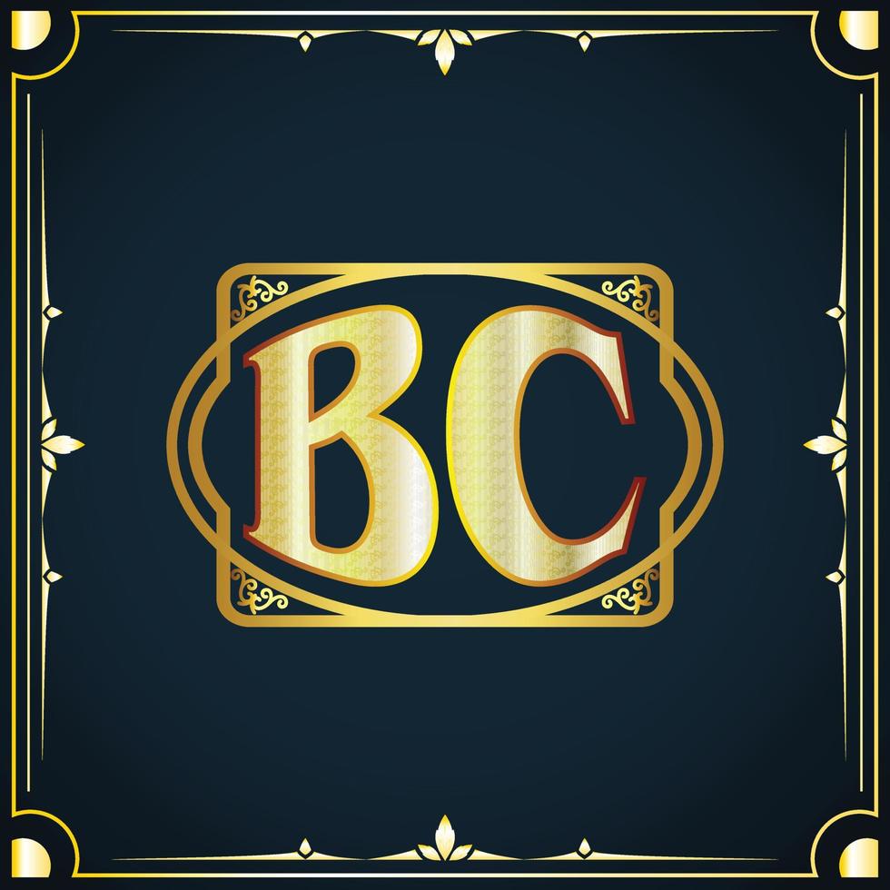 eerste brief bc Koninklijk luxe logo sjabloon vector