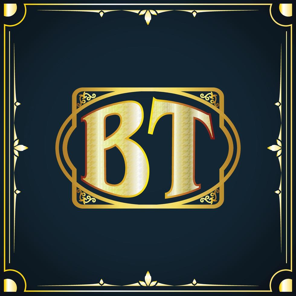 eerste brief bt Koninklijk luxe logo sjabloon vector