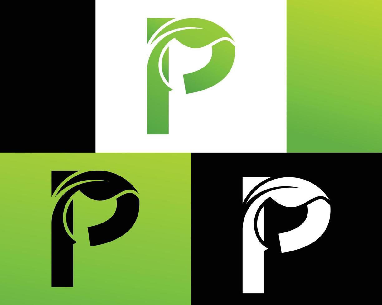 abstract brief p groen blad logo vector