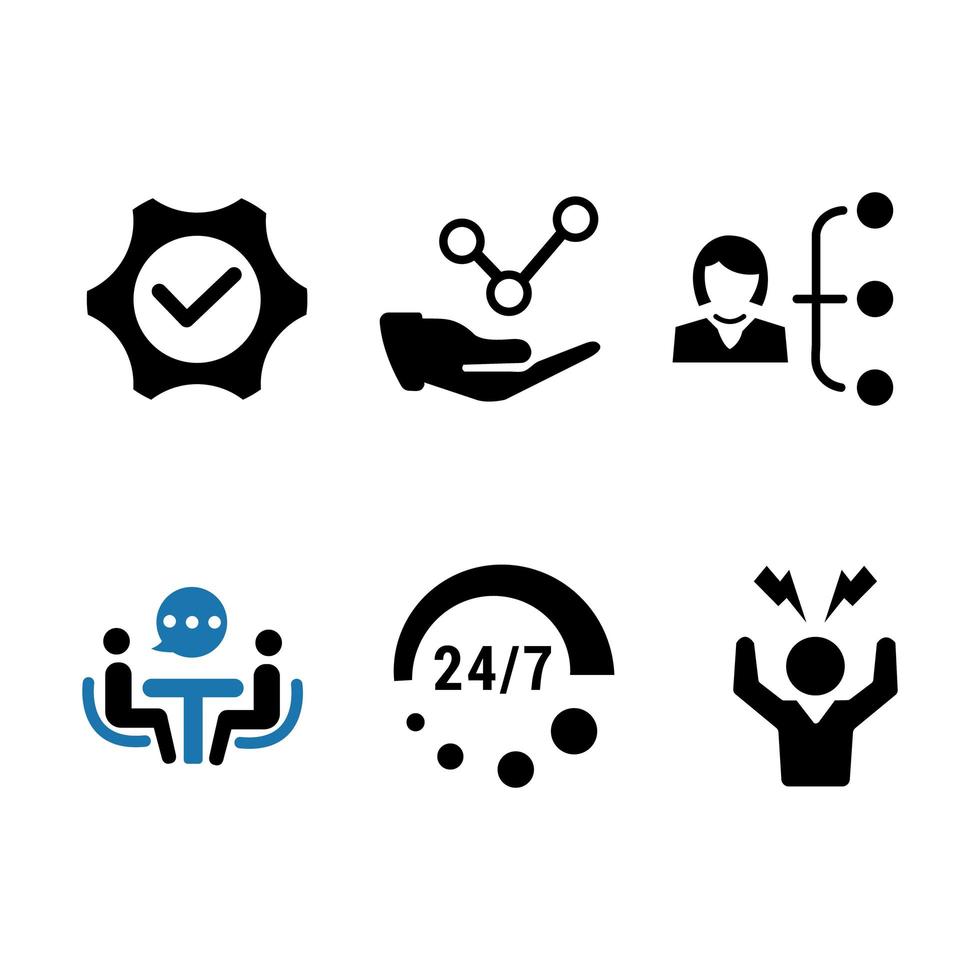 zakelijke en 24-uurs service icon set vector