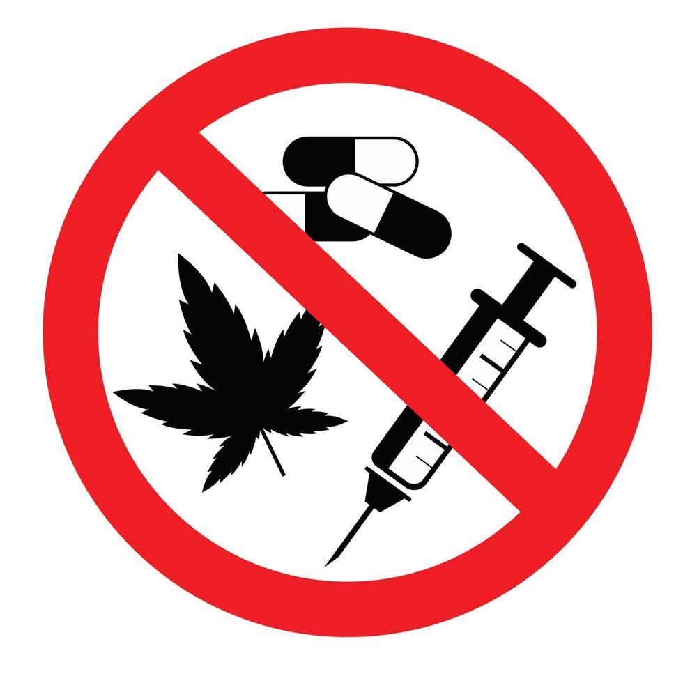 Nee drugs, hennep, injectie teken symbool vector ontwerp