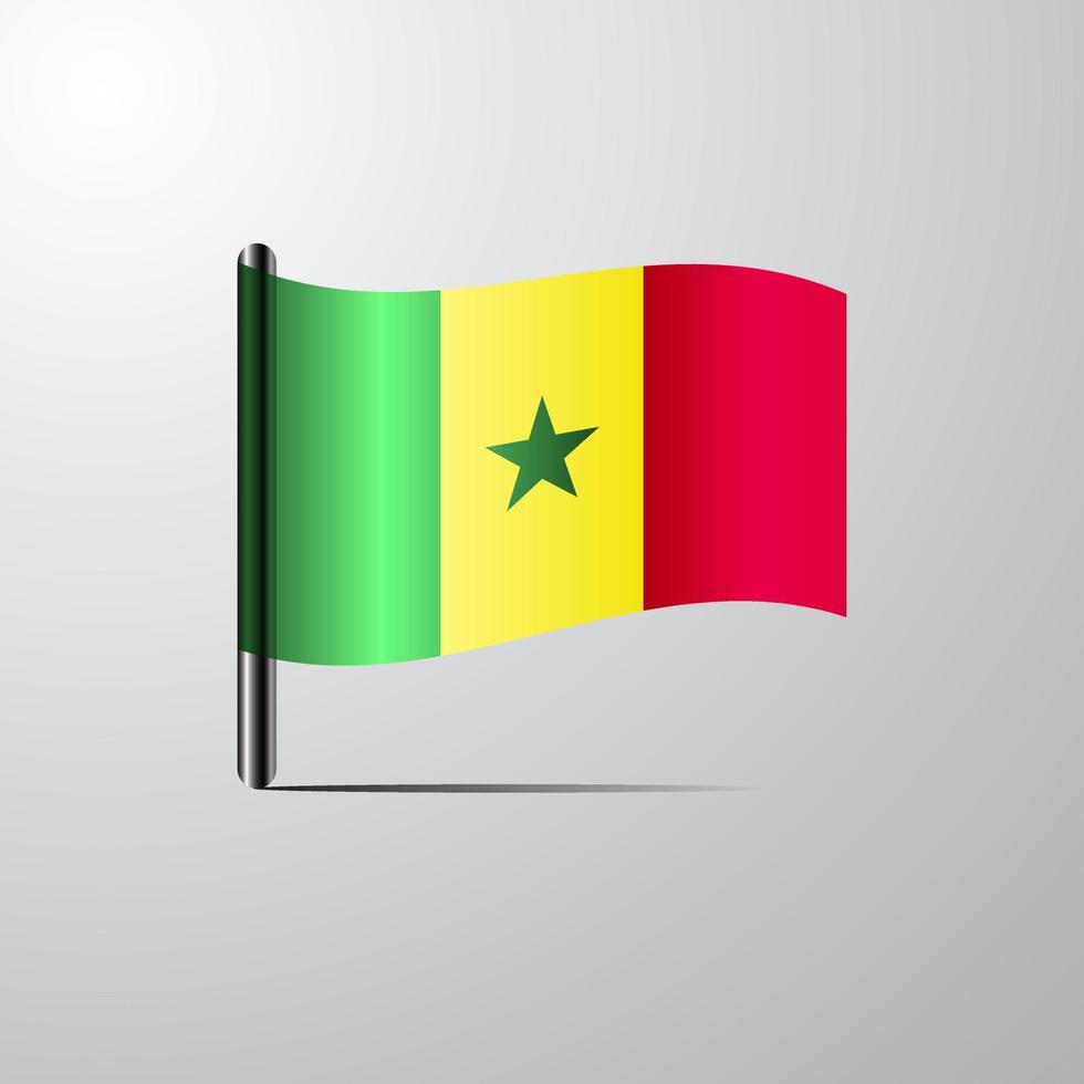 Senegal golvend glimmend vlag ontwerp vector