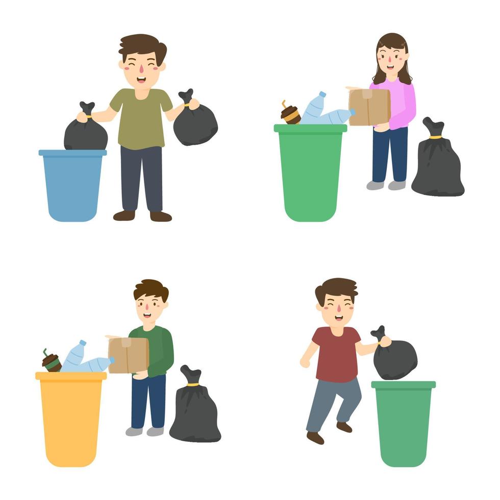 mensen helpen de planeet en recycle vector