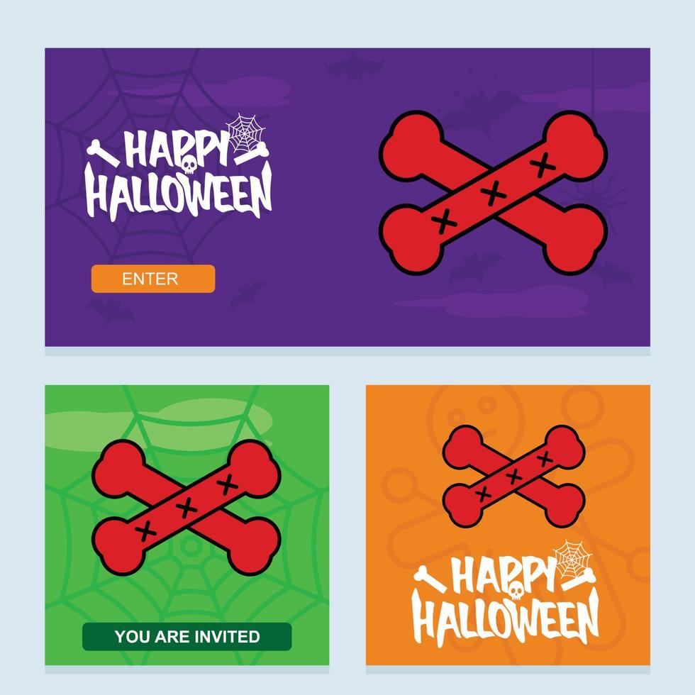 gelukkig halloween uitnodiging ontwerp met botten vector