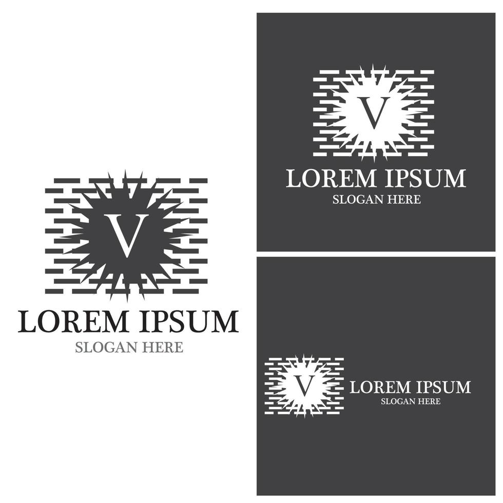 zwart steen muur logo vector sjabloon