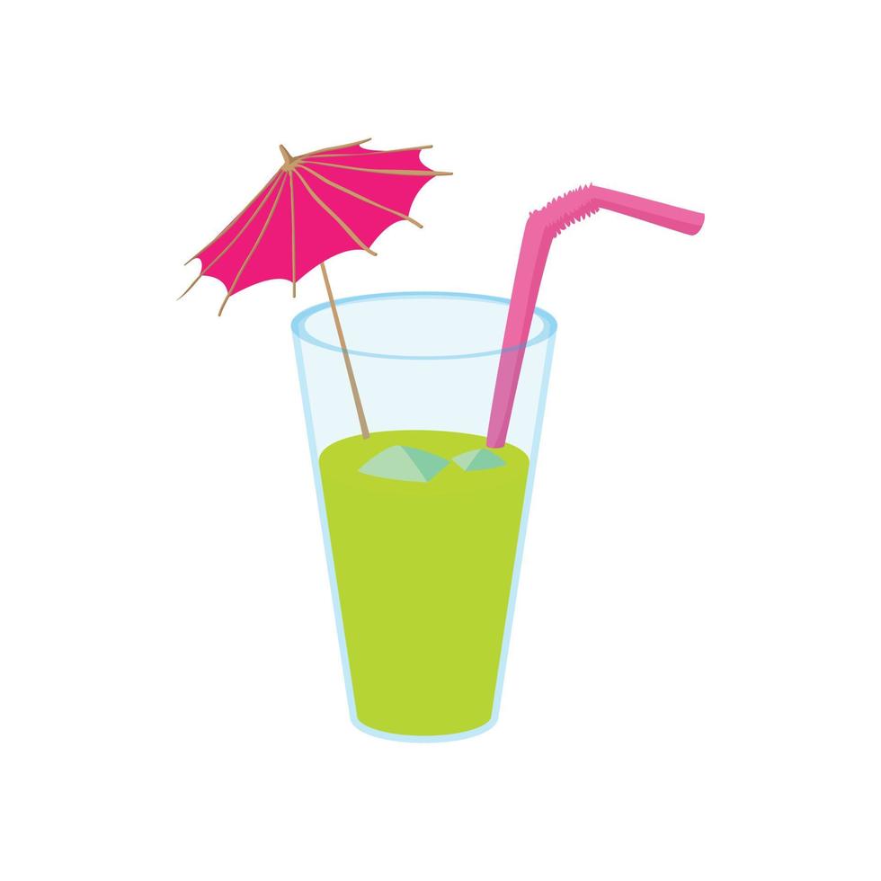 groen cocktail met paraplu icoon vector